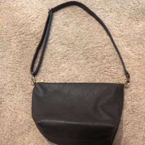 Faux leather gray shoulder bag